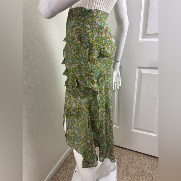 Veronica Beard Fern Paisley Eleonora Ruffle Midi Skir Size 2 - Picture 5 of 11